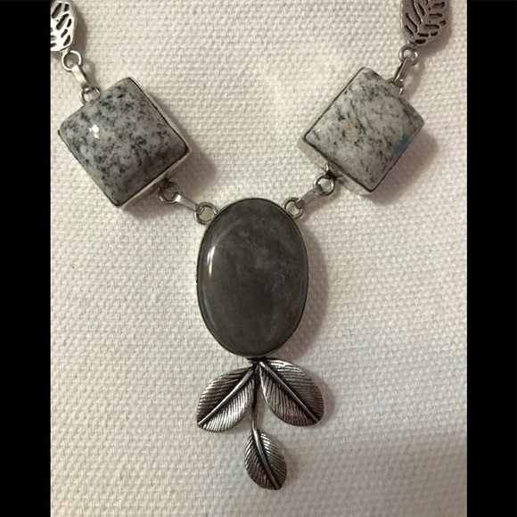 NEW Blue Azurite, Grey Agate 925 Sterling necklace - Picture 3 of 6